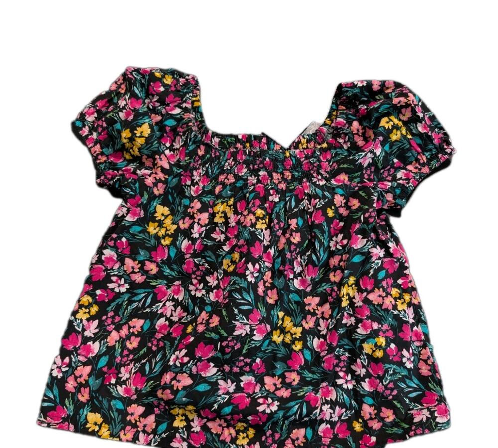 NWT Ditsy Floral Blouse Girls XL Crown & Ivy Puff Sleeve Peasant Colorful Shirt